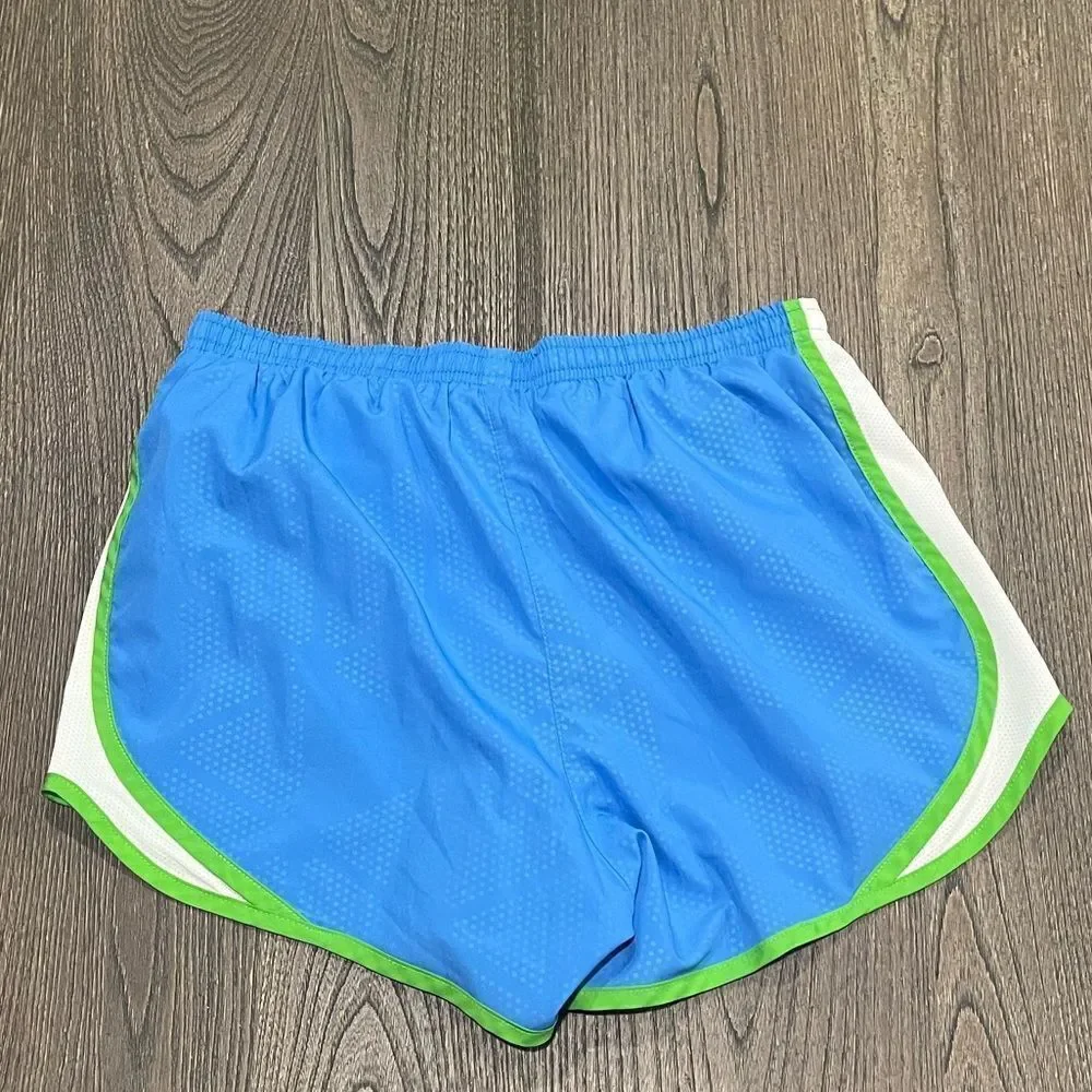 Nike Womens Blue White Lime Green Elastic Waist Dri-FIT Track Shorts Size XS